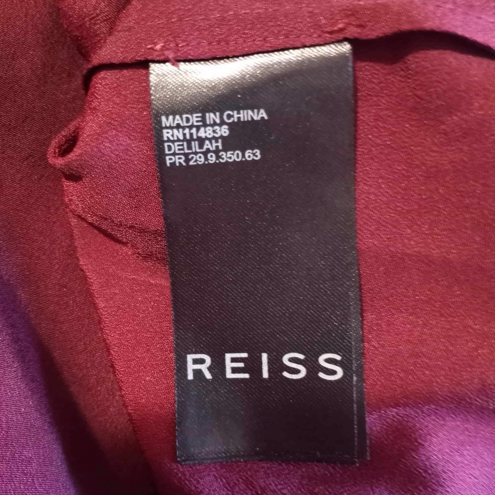 Reiss Burgundy Color Lace Delilah Ruffled Mini Dress Size 6 - Picture 10 of 11